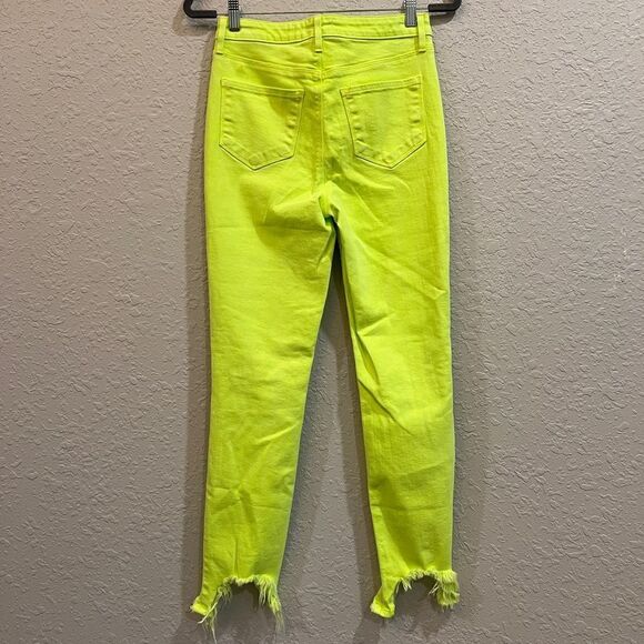 L’AGENCE High Line Lime Neon Green Destructed ONE OF A KIND RARE 25 Jean - Picture 4 of 10